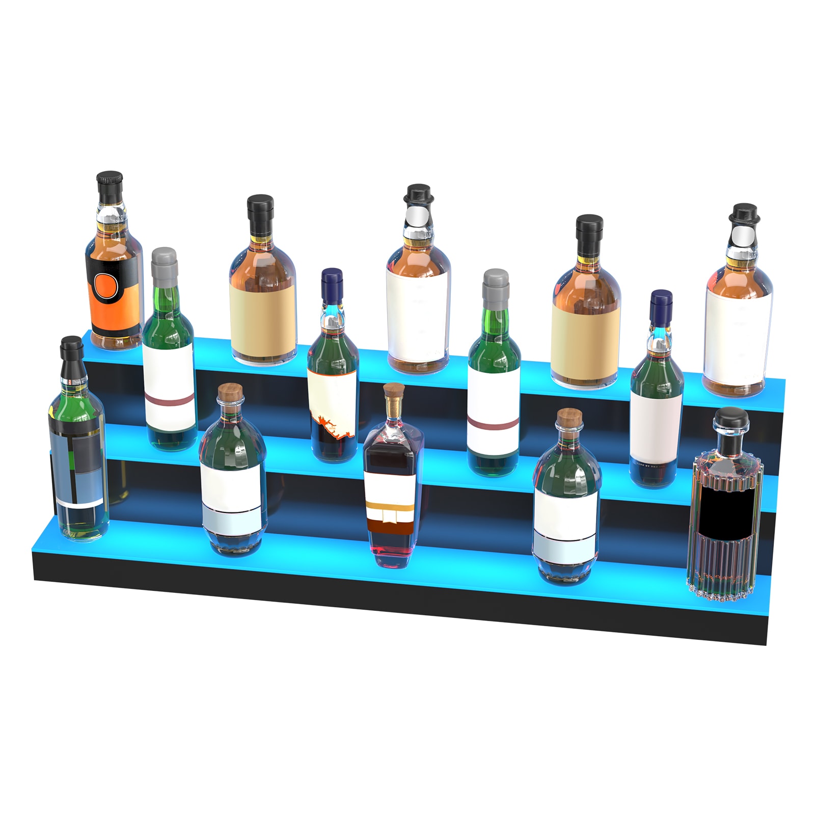Led Liquor Bottle Display Shelf, Illuminated Wine Rack With Remote_voghion.com